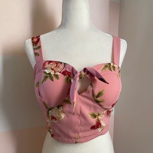 Cute pink, floral bustier-type top